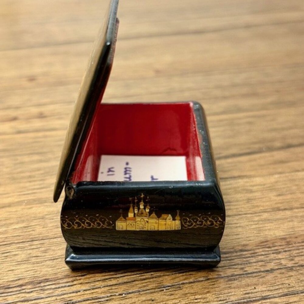 Russian Palekh Troika Horses Laquer Trinket Box - Picture 4 of 14